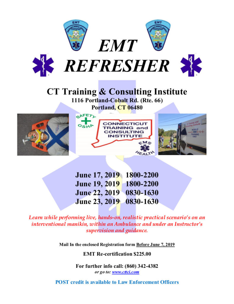 EMT Refresher Connecticut Training and Consulting Institute